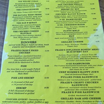 Fraze’s Scratch Cookin’ menu 1