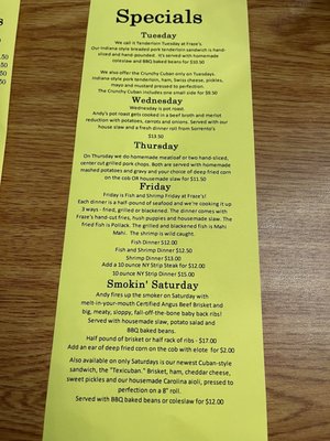 Fraze’s Scratch Cookin’ menu 4